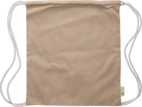 Kordelzugtasche aus recycelter Baumwolle Joy – Khaki bedrucken, Art.-Nr. 013999999_1039470