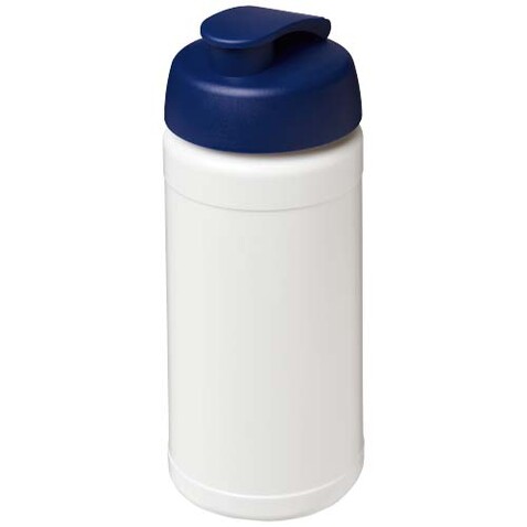 Baseline Rise 500 ml Sportflasche mit Klappdeckel, weiss, blau bedrucken, Art.-Nr. 21028901