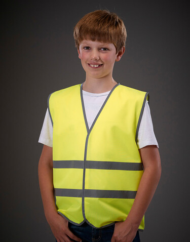 Yoko Kids Fluo Reflective Border Waistcoat, Royal Blue, 4-6 (S) bedrucken, Art.-Nr. 011773002