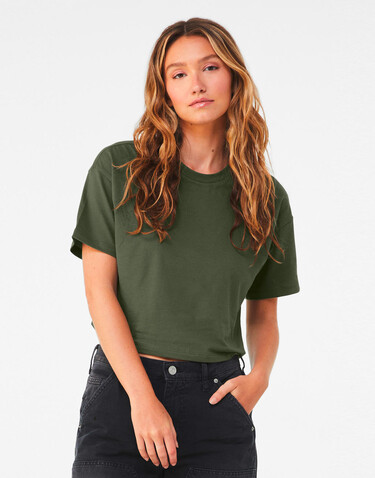 Bella Women`s Jersey Crop Tee, Military Green, M bedrucken, Art.-Nr. 015065194