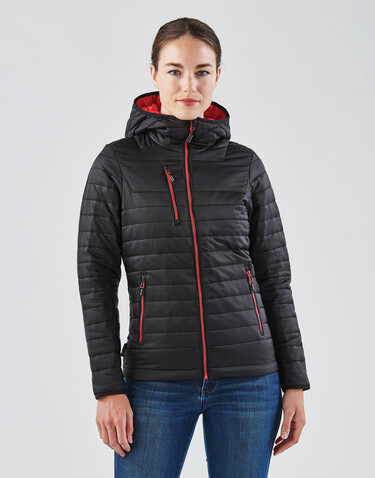 StormTech Women`s Gravity Thermal Jacket, Black/True Red, XL bedrucken, Art.-Nr. 015181636