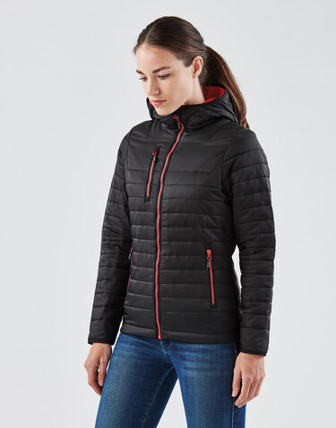 StormTech Women`s Gravity Thermal Jacket, Black/True Red, 2XL bedrucken, Art.-Nr. 015181637
