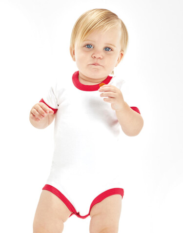 BabyBugz Baby Ringer Bodysuit, White/Black, 6-12 bedrucken, Art.-Nr. 019470563