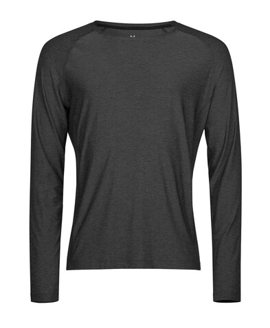Tee Jays Long Sleeve CoolDry Tee, Black Melange, S bedrucken, Art.-Nr. 020541093