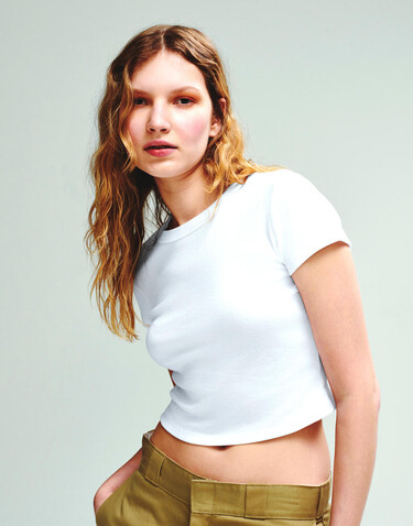 Bella Women`s Micro Rib Baby Tee, Solid White Blend, XS bedrucken, Art.-Nr. 024060042