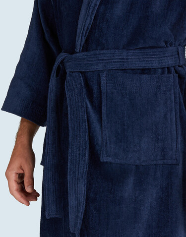 SG ACCESSORIES - TOWELS Como Velours Bath Robe, Navy, M bedrucken, Art.-Nr. 025642004
