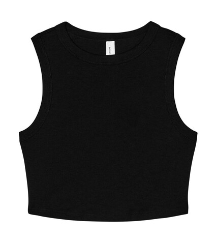 Bella Women`s Micro Rib Muscle Crop Tank, Solid Black Blend, M bedrucken, Art.-Nr. 026061074