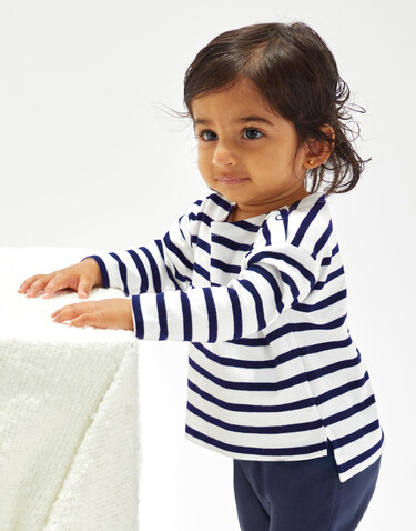BabyBugz Baby Breton Top, White/Navy, 6-12 bedrucken, Art.-Nr. 056470523