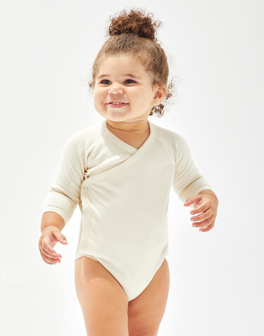 BabyBugz Baby Long Sleeve Kimono Bodysuit, White, 0-3 bedrucken, Art.-Nr. 070470001