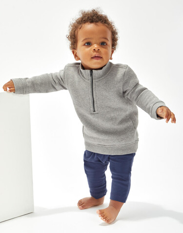 BabyBugz Baby Quarter Zip Sweat, Heather Grey Melange, 6-12 bedrucken, Art.-Nr. 076471263