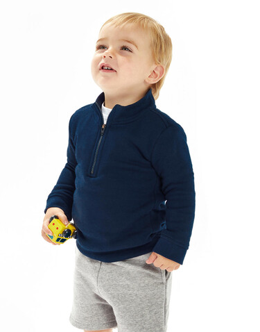 BabyBugz Baby Quarter Zip Sweat, Navy, 12-18 bedrucken, Art.-Nr. 076472004