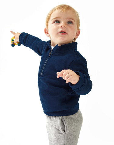 BabyBugz Baby Quarter Zip Sweat, Heather Grey Melange, 18-24 bedrucken, Art.-Nr. 076471265