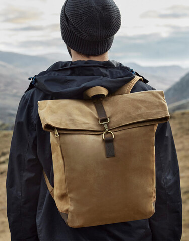 Quadra Heritage Waxed Canvas Backpack, Olive Green, One Size bedrucken, Art.-Nr. 081305300