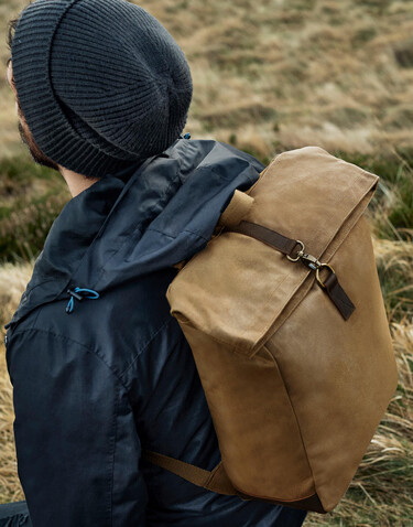 Quadra Heritage Waxed Canvas Backpack, Olive Green, One Size bedrucken, Art.-Nr. 081305300