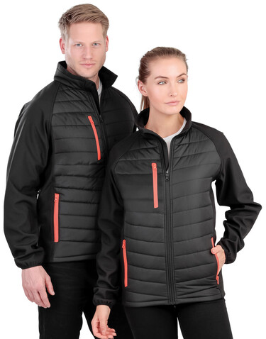 Result Compass Padded Softshell, Black/Grey, 4XL bedrucken, Art.-Nr. 084331519