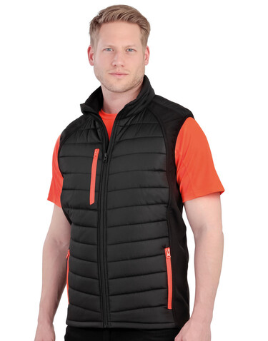 Result Compass Padded Softshell Gilet, Black/Lime, L bedrucken, Art.-Nr. 085331715