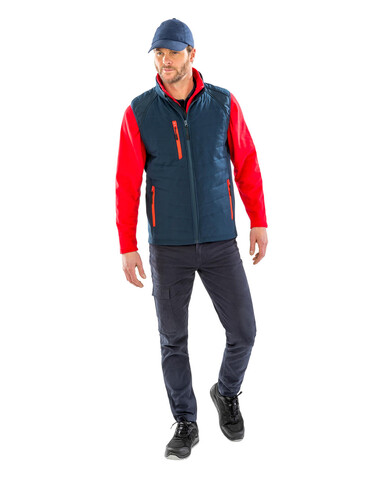 Result Compass Padded Softshell Gilet, Navy/Red, XL bedrucken, Art.-Nr. 085332546