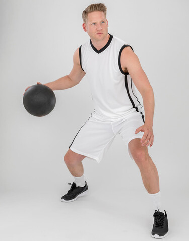 Result Men`s Quick Dry Basketball Shorts, White/Black, 2XL bedrucken, Art.-Nr. 092330566