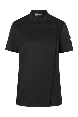 Karlowsky Short-Sleeve Ladies` Chef Jacket Modern-Look, Black, 40 bedrucken, Art.-Nr. 098671013