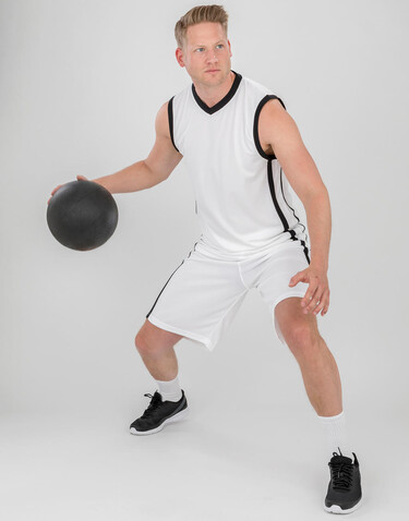 Result Men`s Quick Dry Basketball Top, White/Black, M bedrucken, Art.-Nr. 105330563