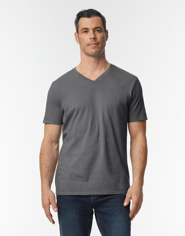 Gildan Softstyle Adult V-Neck T-Shirt, Dark Heather, L bedrucken, Art.-Nr. 108091265