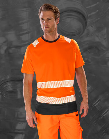 Result Recycled Safety T-Shirt, Fluorescent Orange, S/M bedrucken, Art.-Nr. 111334053