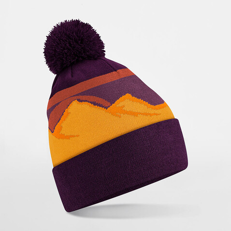 Beechfield Mountain Peaks Pom Pom Beanie, Desert Peaks, One Size bedrucken, Art.-Nr. 116698140