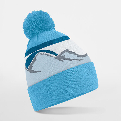 Beechfield Mountain Peaks Pom Pom Beanie, Glacier Peaks, One Size bedrucken, Art.-Nr. 116698150