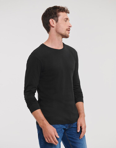 Russell Europe Men`s Pure Organic L/S Tee, White, XS bedrucken, Art.-Nr. 122000002