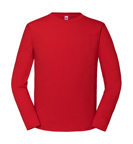 Fruit of the Loom Iconic 195 Ringspun Premium Long Sleeve T, Red, M bedrucken, Art.-Nr. 125014003
