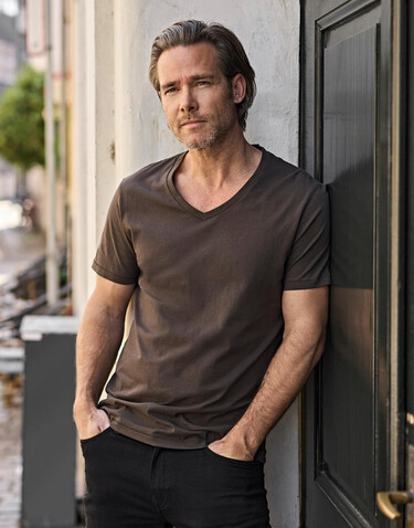 Tee Jays Luxury V-Neck Tee, Heather Grey, L bedrucken, Art.-Nr. 129541235