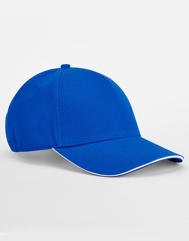 Beechfield EarthAware® Clas. Org. Cotton 5 Panel Sandwich P., White/French Navy, One Size bedrucken, Art.-Nr. 131690530