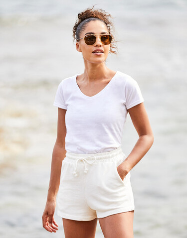 Fruit of the Loom Ladies` Iconic 150 V Neck T, White, XS bedrucken, Art.-Nr. 146010002