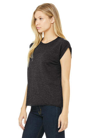 Bella Women`s Flowy Muscle Tee Rolled Cuff, Dark Grey Heather, XL bedrucken, Art.-Nr. 171061276