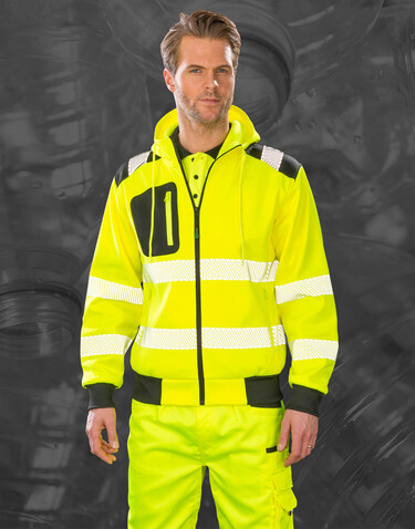 Result Recycled Robust Zipped Safety Hoody, Fluorescent Orange, S bedrucken, Art.-Nr. 200334053