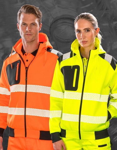 Result Recycled Robust Zipped Safety Hoody, Fluorescent Orange, S bedrucken, Art.-Nr. 200334053