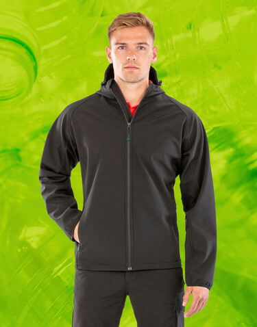 Result Men`s Recycled 3-Layer Hooded Softshell, Black, 4XL bedrucken, Art.-Nr. 214331017