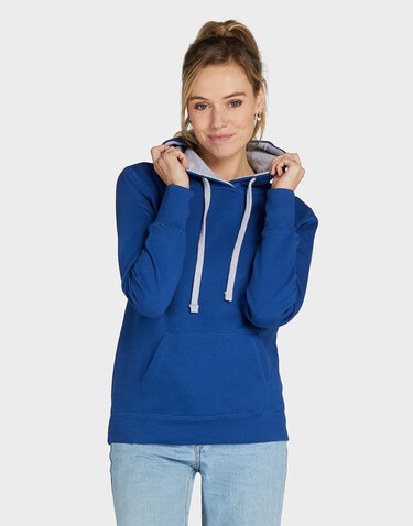 SG Contrast Hooded Sweatshirt Women, Royal/Light Oxford, XS bedrucken, Art.-Nr. 254523652