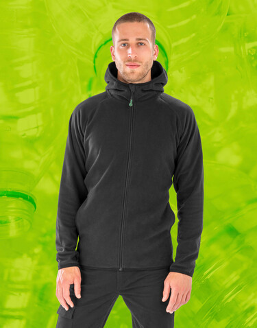 Result Hooded Recycled Microfleece Jacket, Black, XS bedrucken, Art.-Nr. 283331012