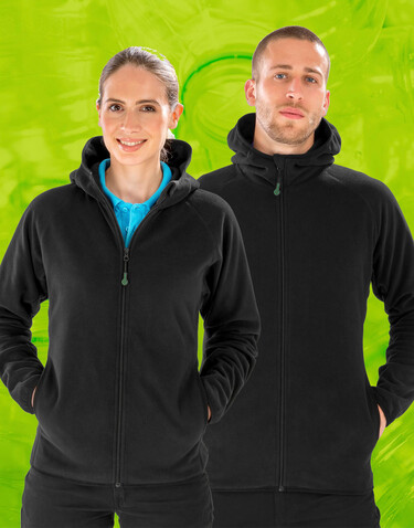 Result Hooded Recycled Microfleece Jacket, Black, XS bedrucken, Art.-Nr. 283331012
