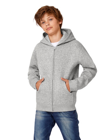 B &amp; C Hooded Full Zip/kids Sweat, Black, 3/4 (98/104) bedrucken, Art.-Nr. 298421013