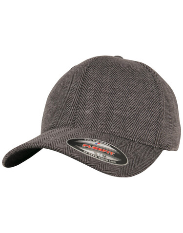 Flexfit Heringbone Melange Cap, Black/Heather Grey, S/M bedrucken, Art.-Nr. 310681521