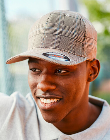 Flexfit Glen Check Cap, Brown/Khaki, S/M bedrucken, Art.-Nr. 316687570