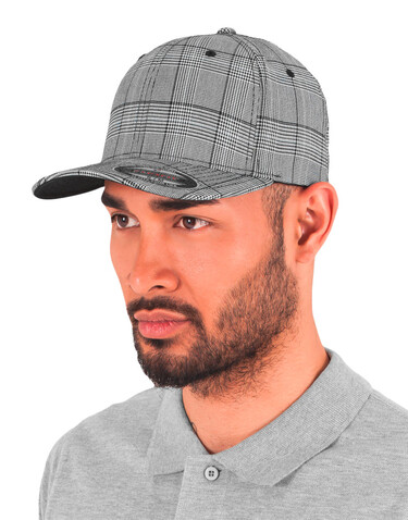 Flexfit Glen Check Cap, Black/White, S/M bedrucken, Art.-Nr. 316681500