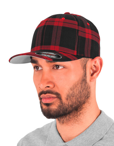 Flexfit Tartan Plaid Cap, Black/Red, S/M bedrucken, Art.-Nr. 345681541