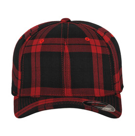 Flexfit Tartan Plaid Cap, Black/Red, S/M bedrucken, Art.-Nr. 345681541