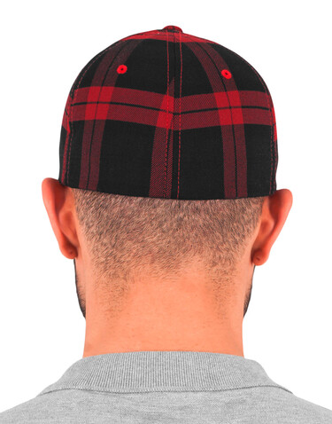 Flexfit Tartan Plaid Cap, Black/Red, S/M bedrucken, Art.-Nr. 345681541