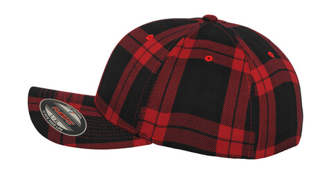 Flexfit Tartan Plaid Cap, Black/Red, S/M bedrucken, Art.-Nr. 345681541