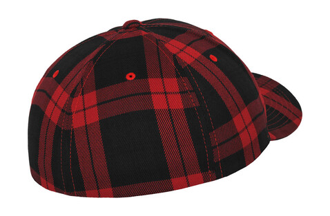 Flexfit Tartan Plaid Cap, Black/Red, S/M bedrucken, Art.-Nr. 345681541