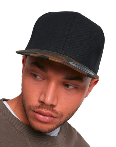 Flexfit Classic Snapback 2-Tone Camo, Black/Green Camo, One Size bedrucken, Art.-Nr. 356681760